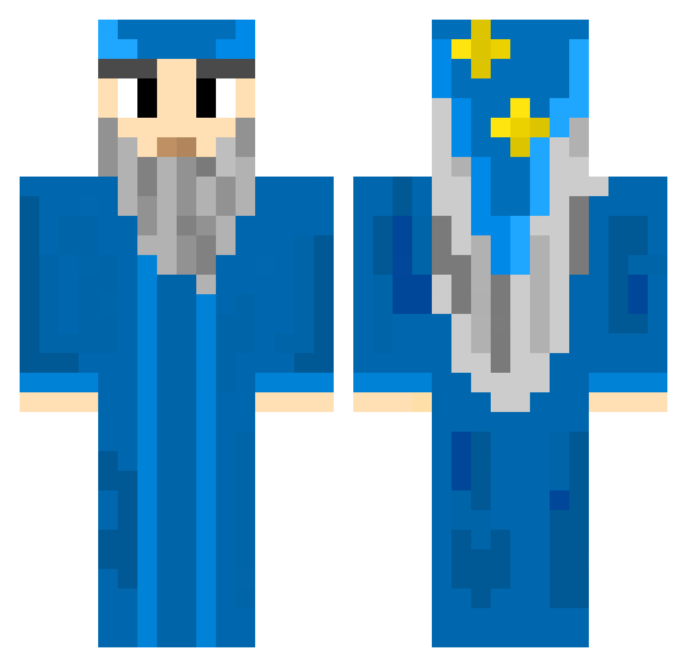 BrokenProdigi Minecraft skin, front and back view