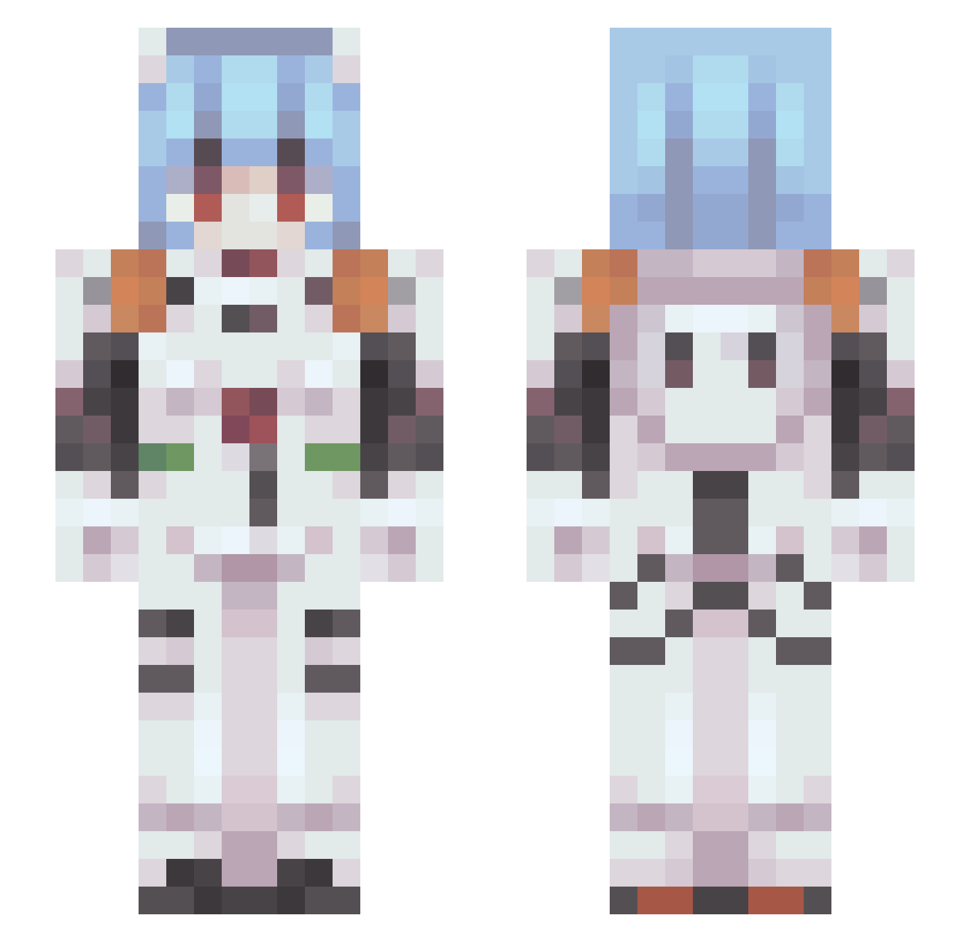 xDelirium Minecraft skin, front and back view