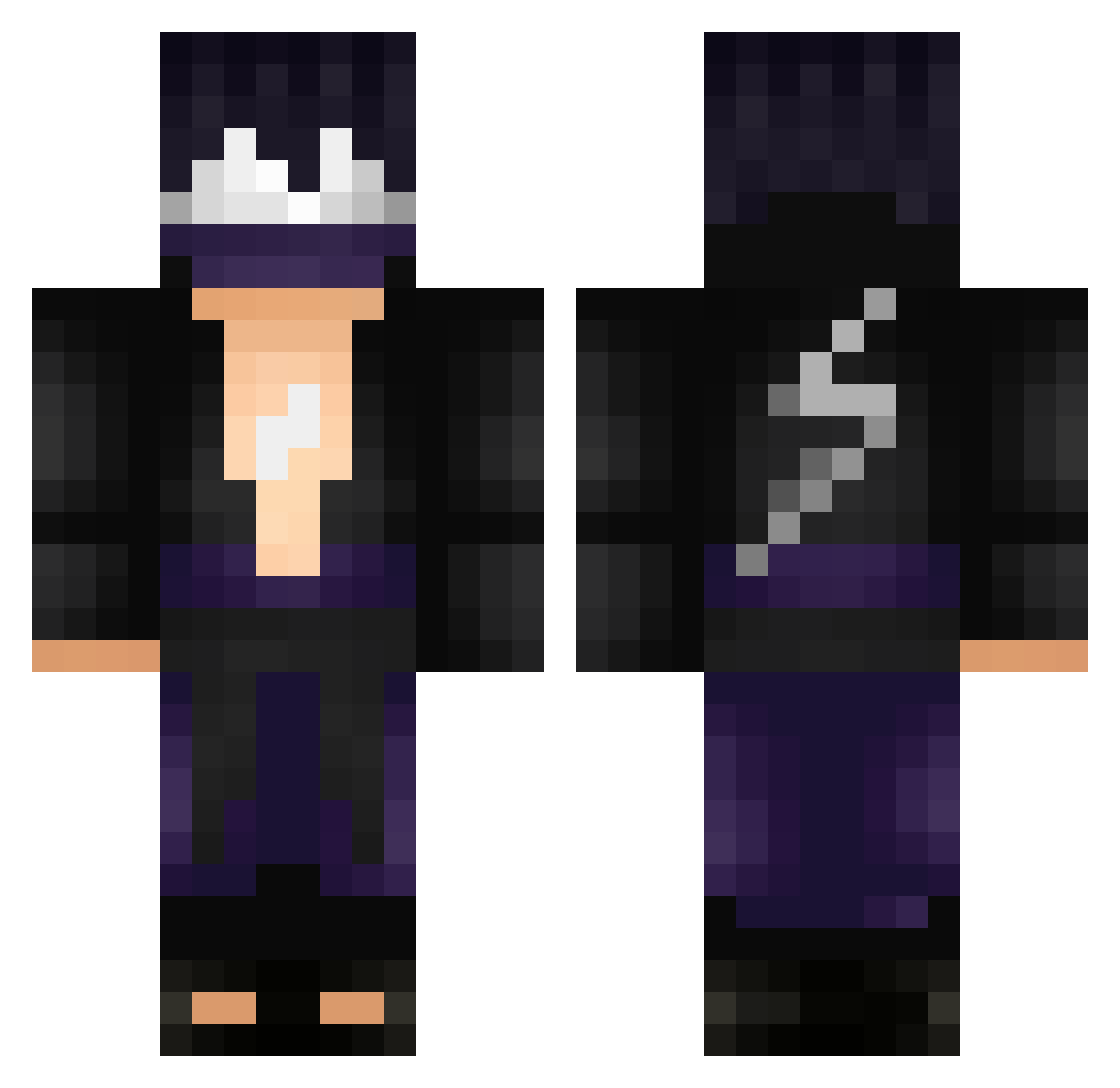 Itach3Uchiha Minecraft skin, front and back view