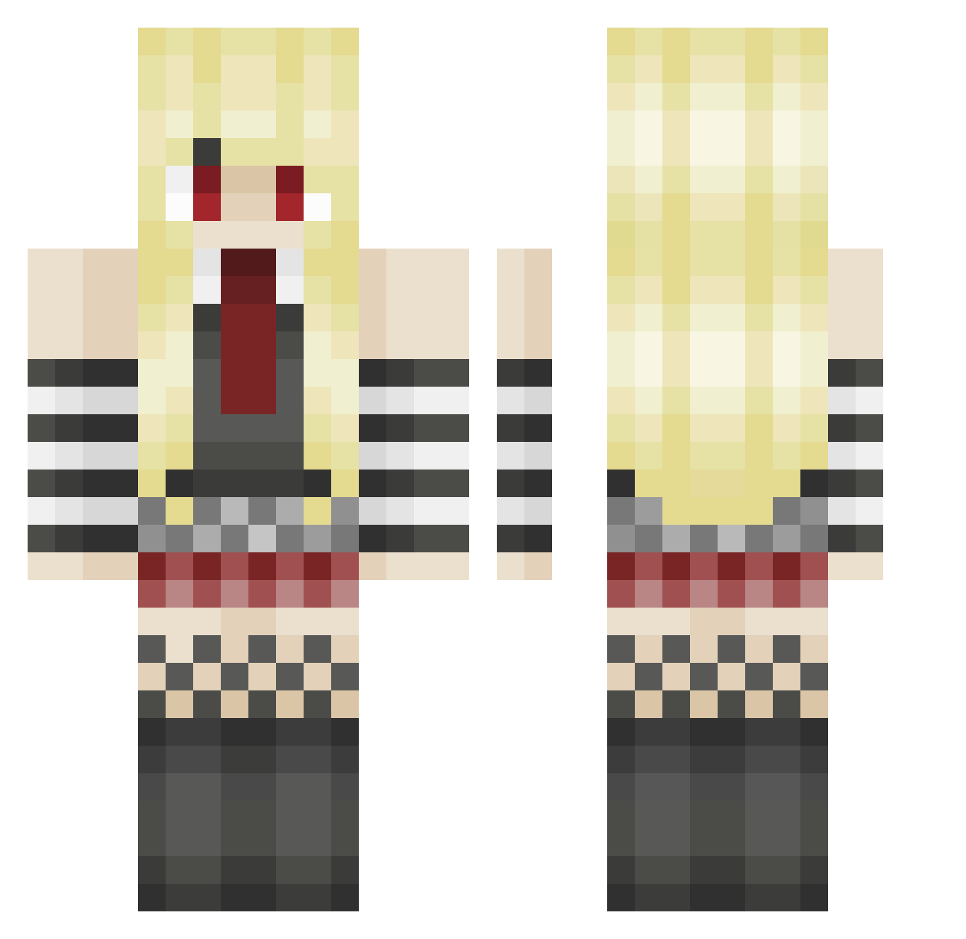 Bendlex Minecraft skin, front and back view