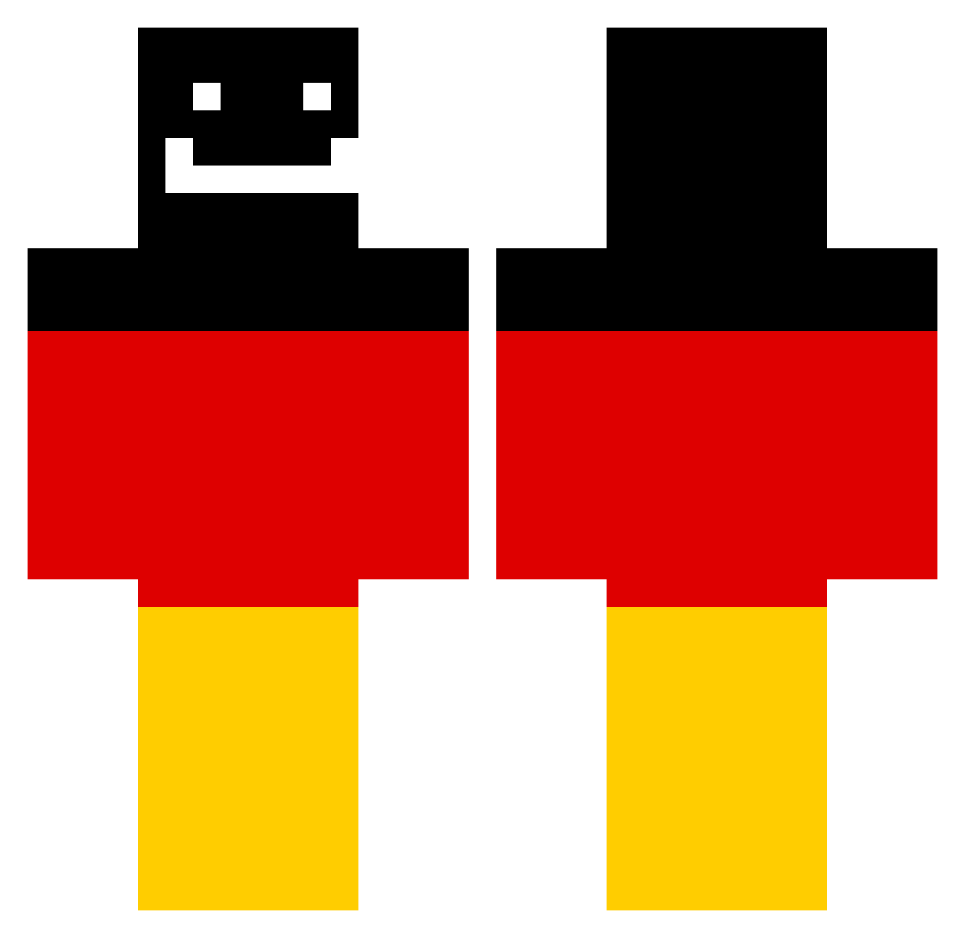 mizirfy Minecraft skin, front and back view