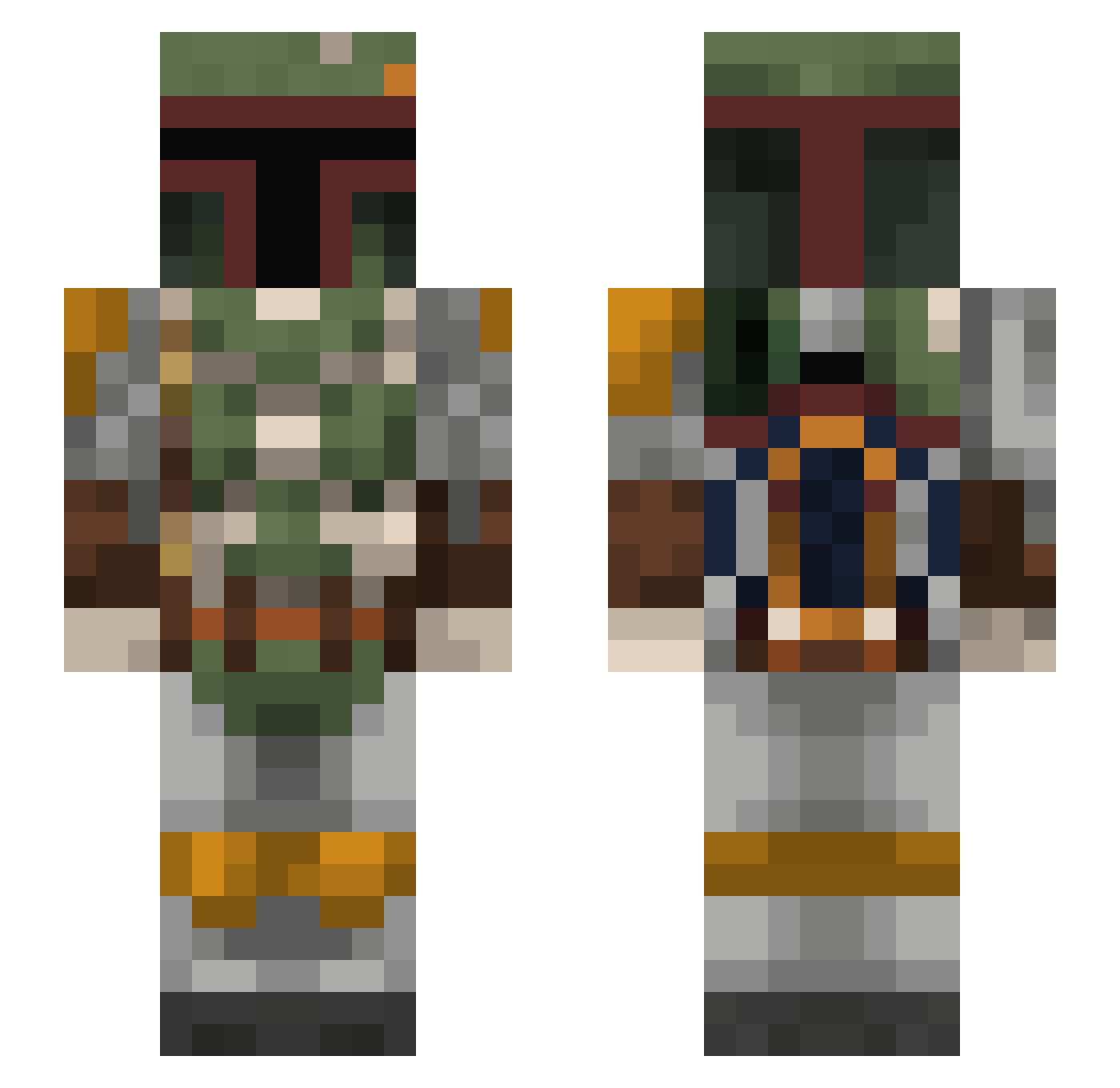 mcbenman Minecraft skin, front and back view
