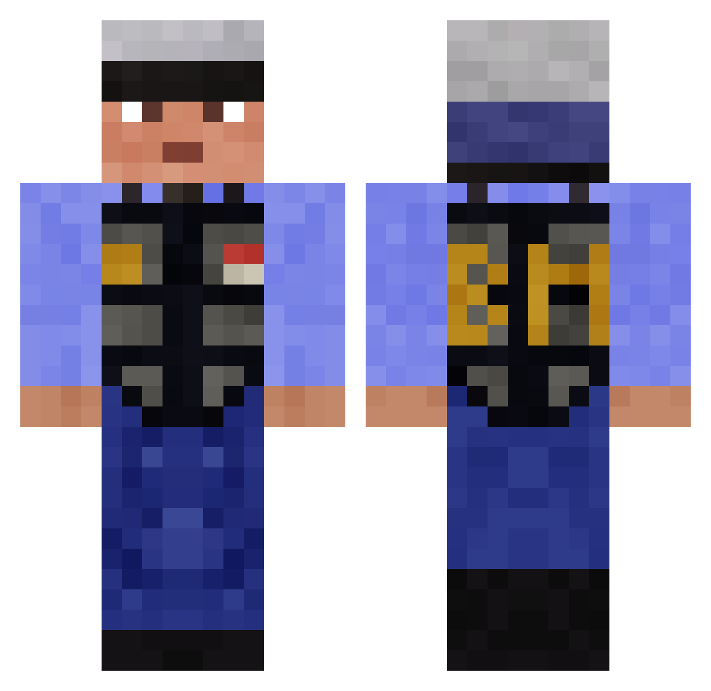 Snowman Minecraft skin, front and back view