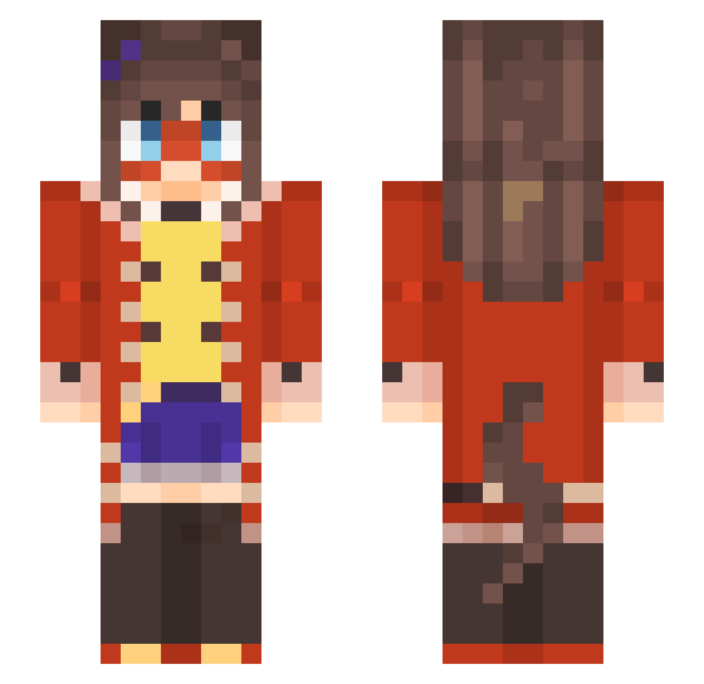 Tempuraaaaaaa Minecraft skin, front and back view