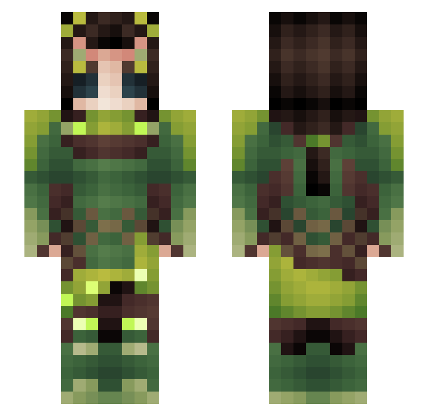 BellyBellay Minecraft skin, front and back view