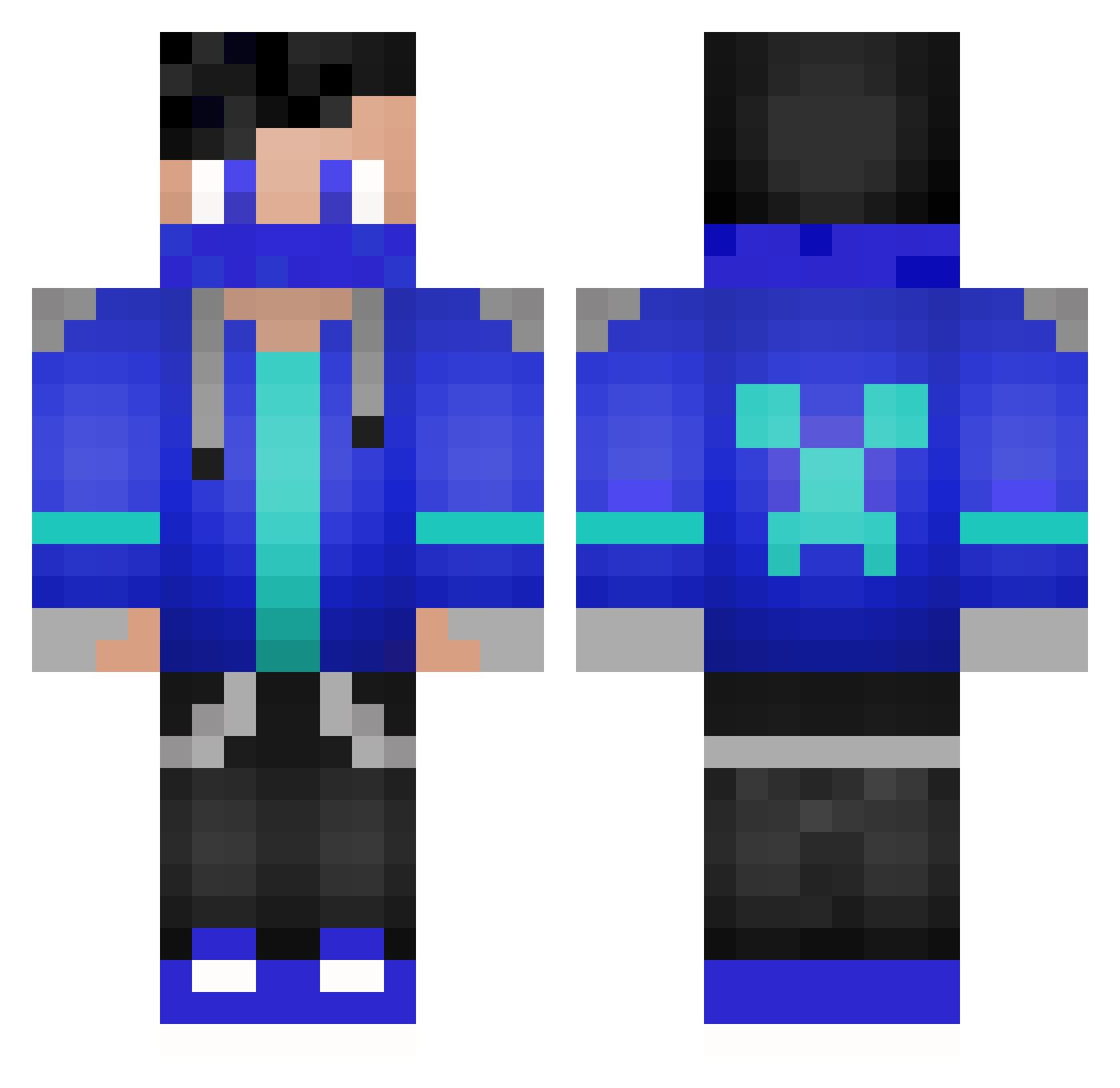 X_ELAY Minecraft skin, front and back view