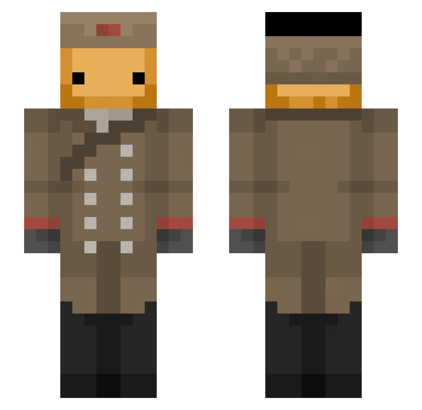 JackLaRusso Minecraft skin, front and back view