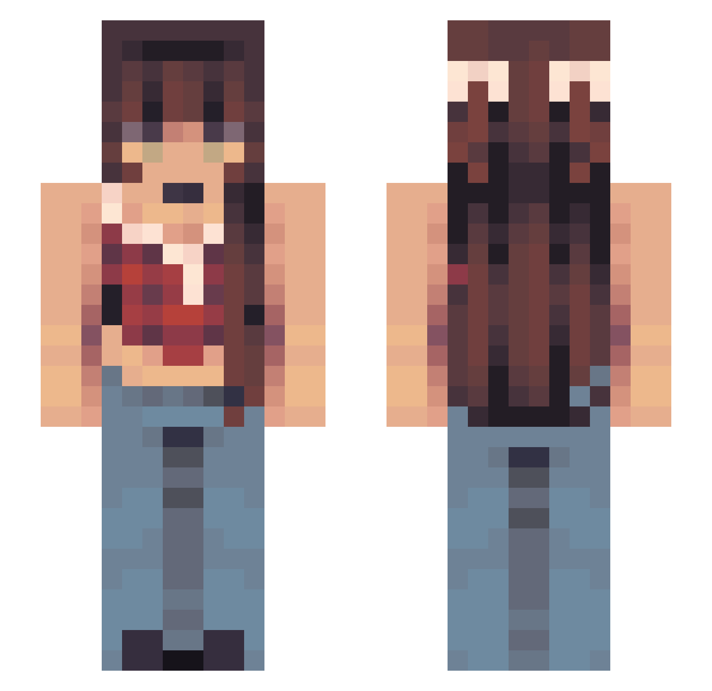SlipperyFlippery Minecraft skin, front and back view