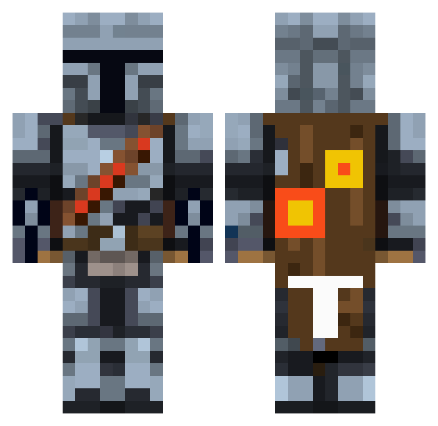 TheMandallorian Minecraft skin, front and back view