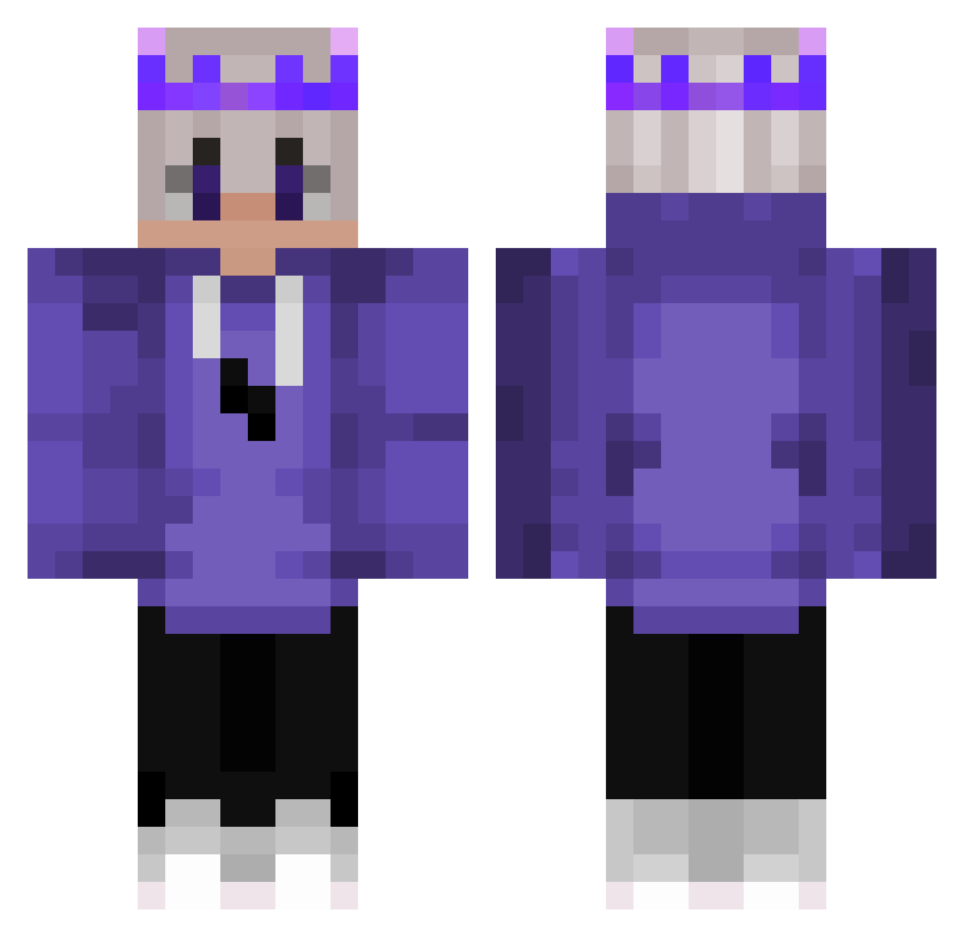 xShering Minecraft skin, front and back view