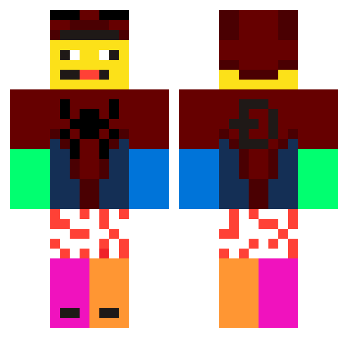Vubapcorn Minecraft skin, front and back view