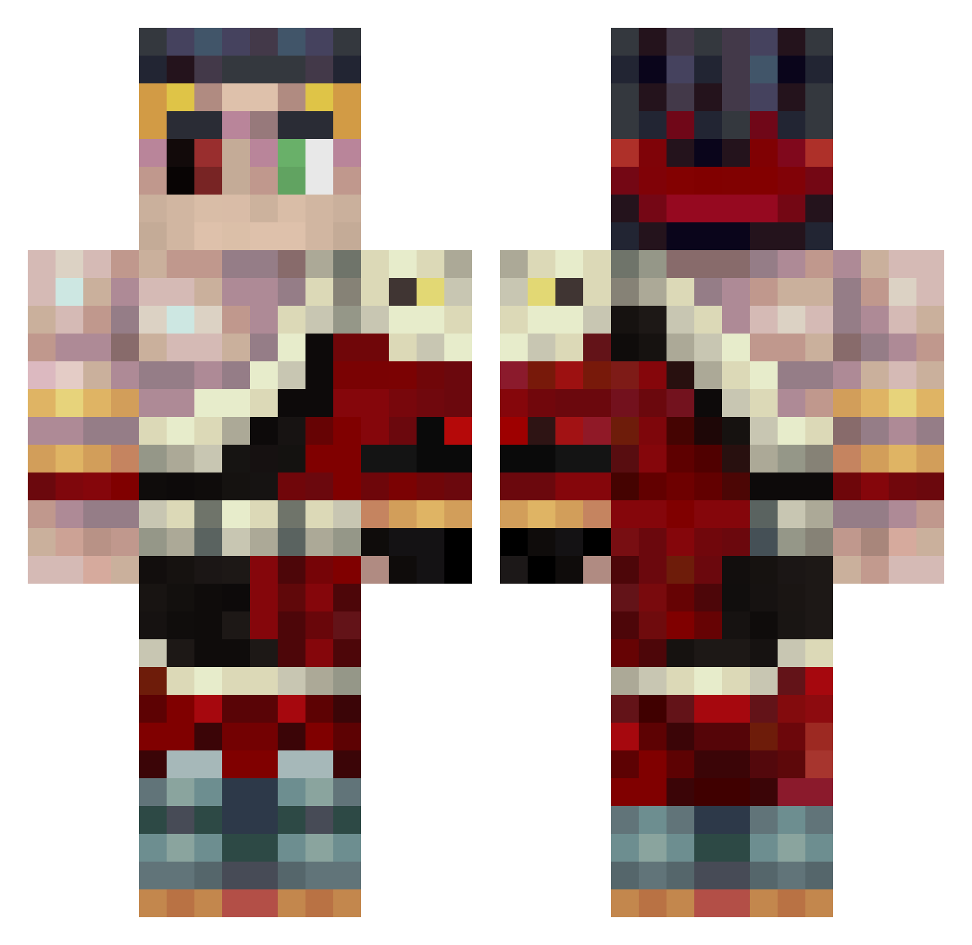 ThatsNotKool Minecraft skin, front and back view
