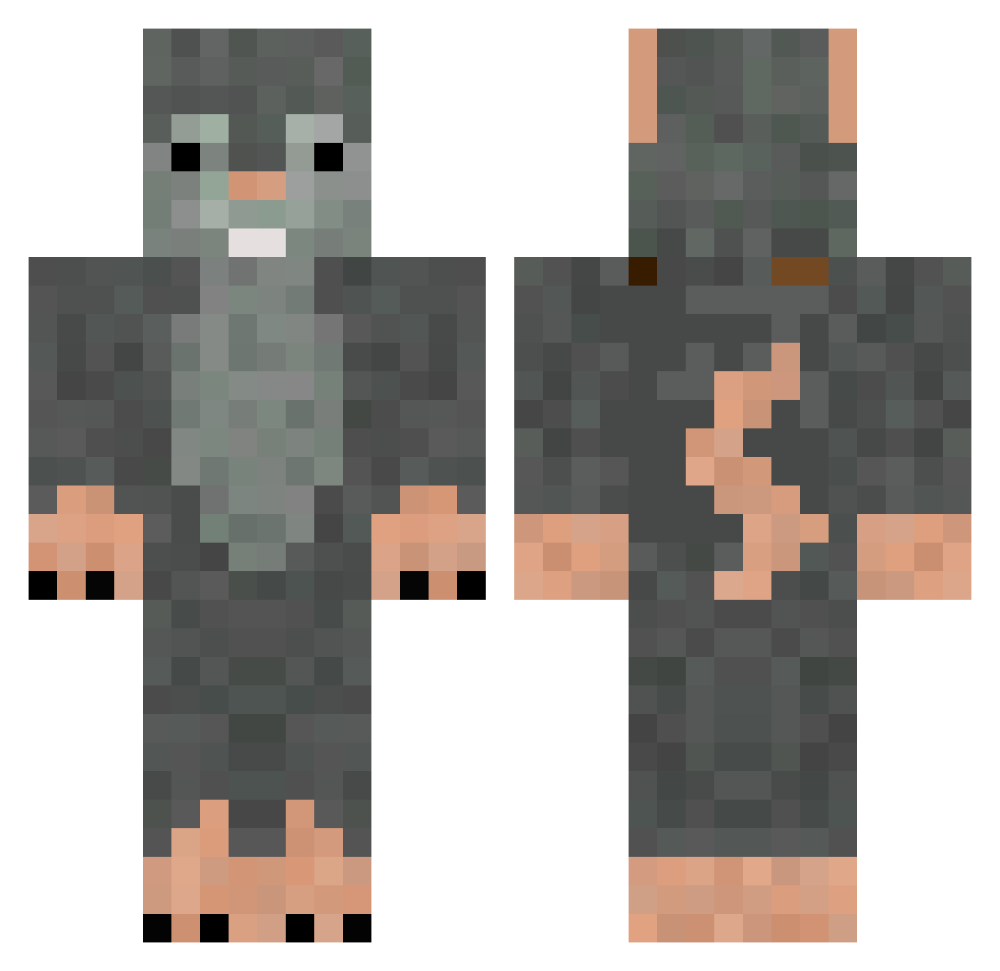 PewLaRat Minecraft skin, front and back view