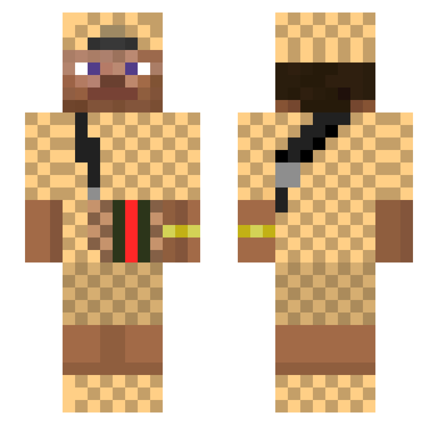 Mistfnt Minecraft skin, front and back view