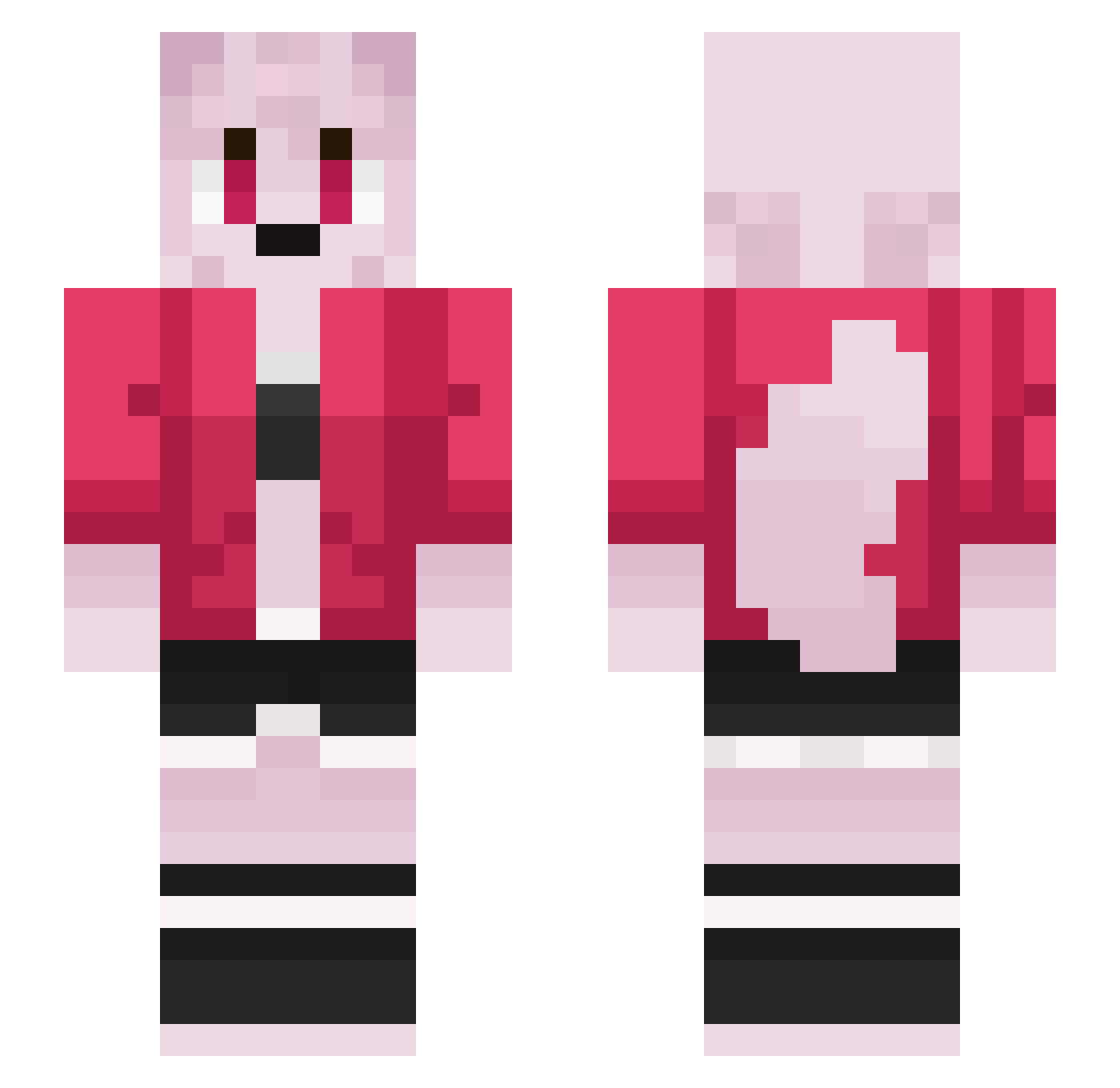 AmonWhiteFox Minecraft skin, front and back view