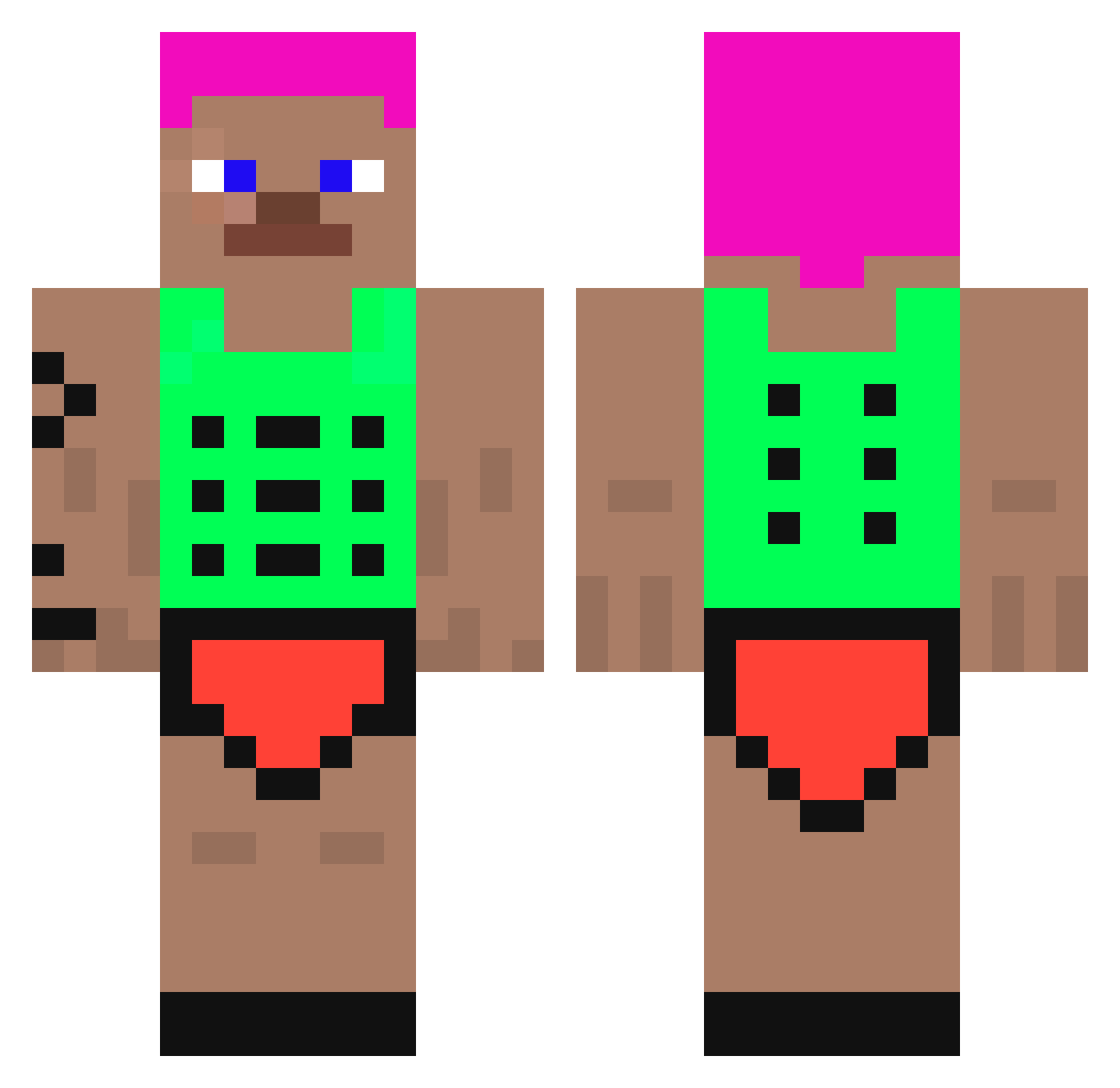 sp0nKaBiceps Minecraft skin, front and back view