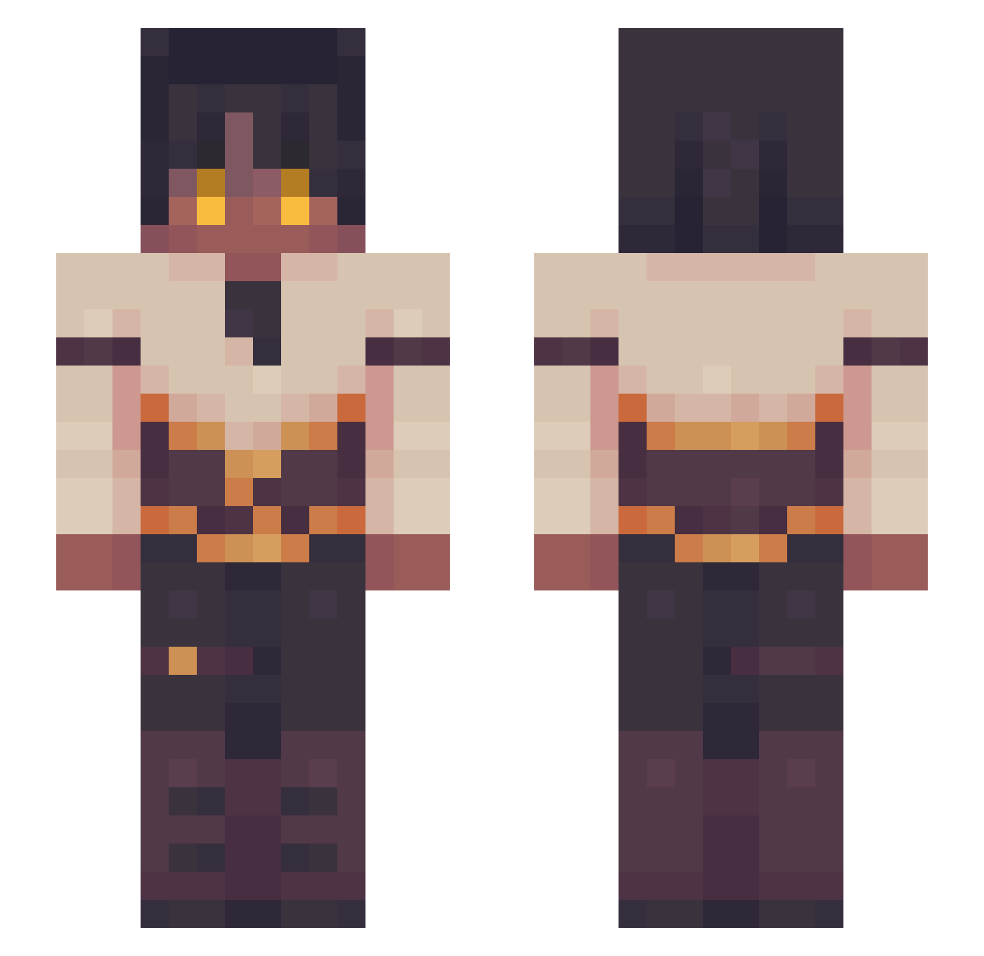 BloodyPeaches Minecraft skin, front and back view