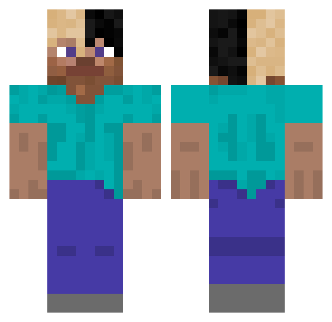 Rowan Minecraft skin, front and back view