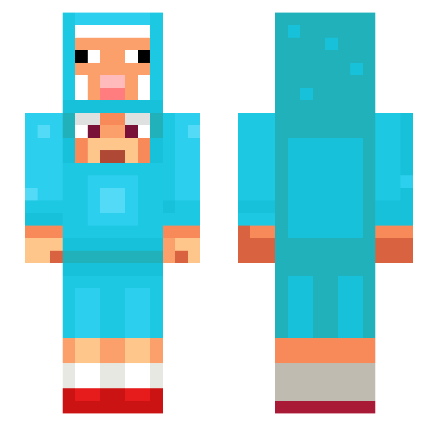 vocabwords Minecraft skin, front and back view