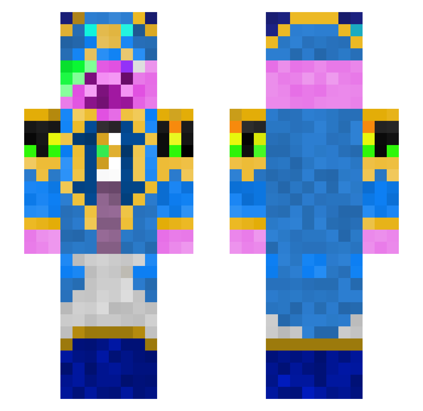 LlamaLassCrbSlyr Minecraft skin, front and back view