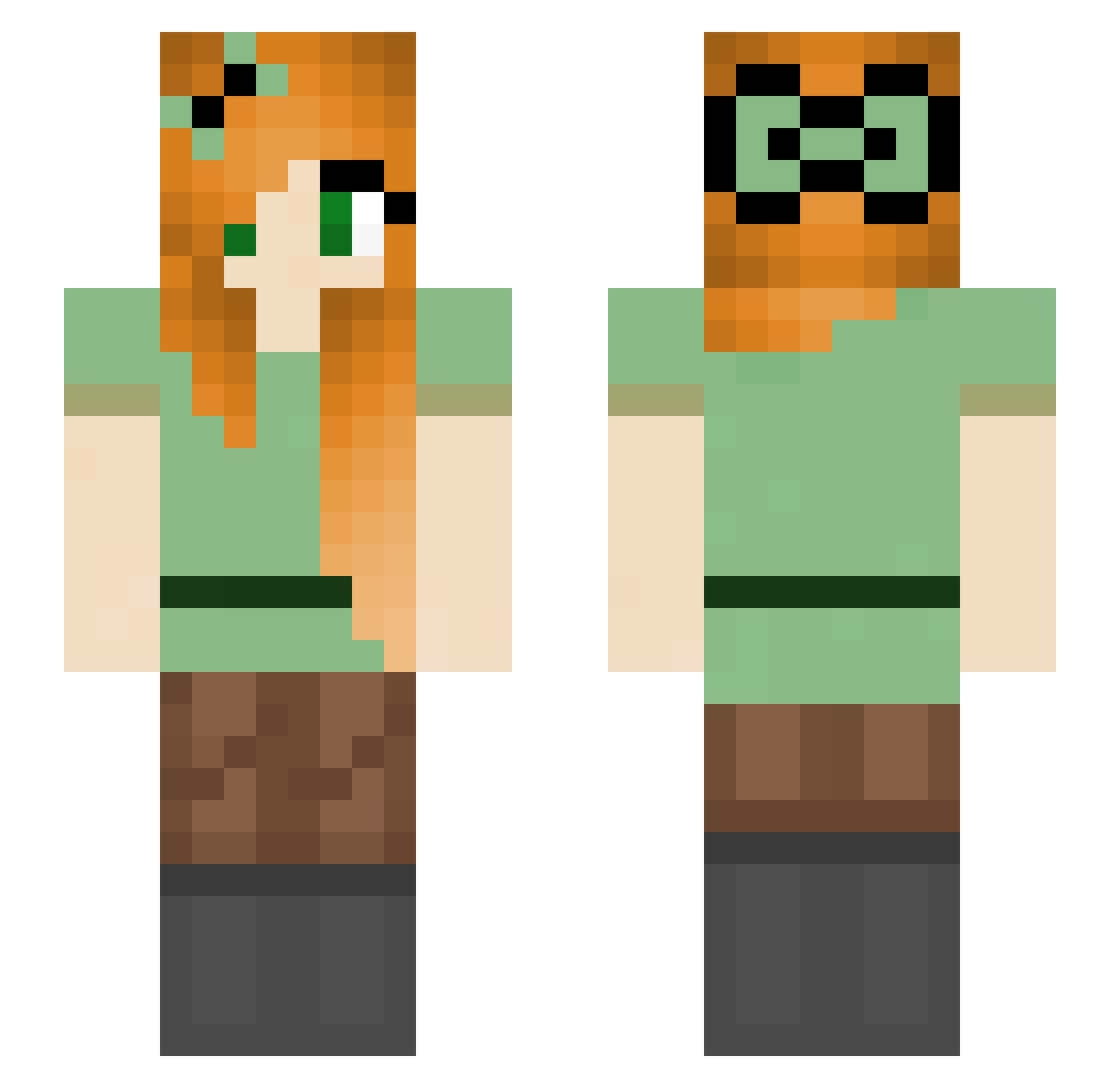 Quadrangle Minecraft skin, front and back view
