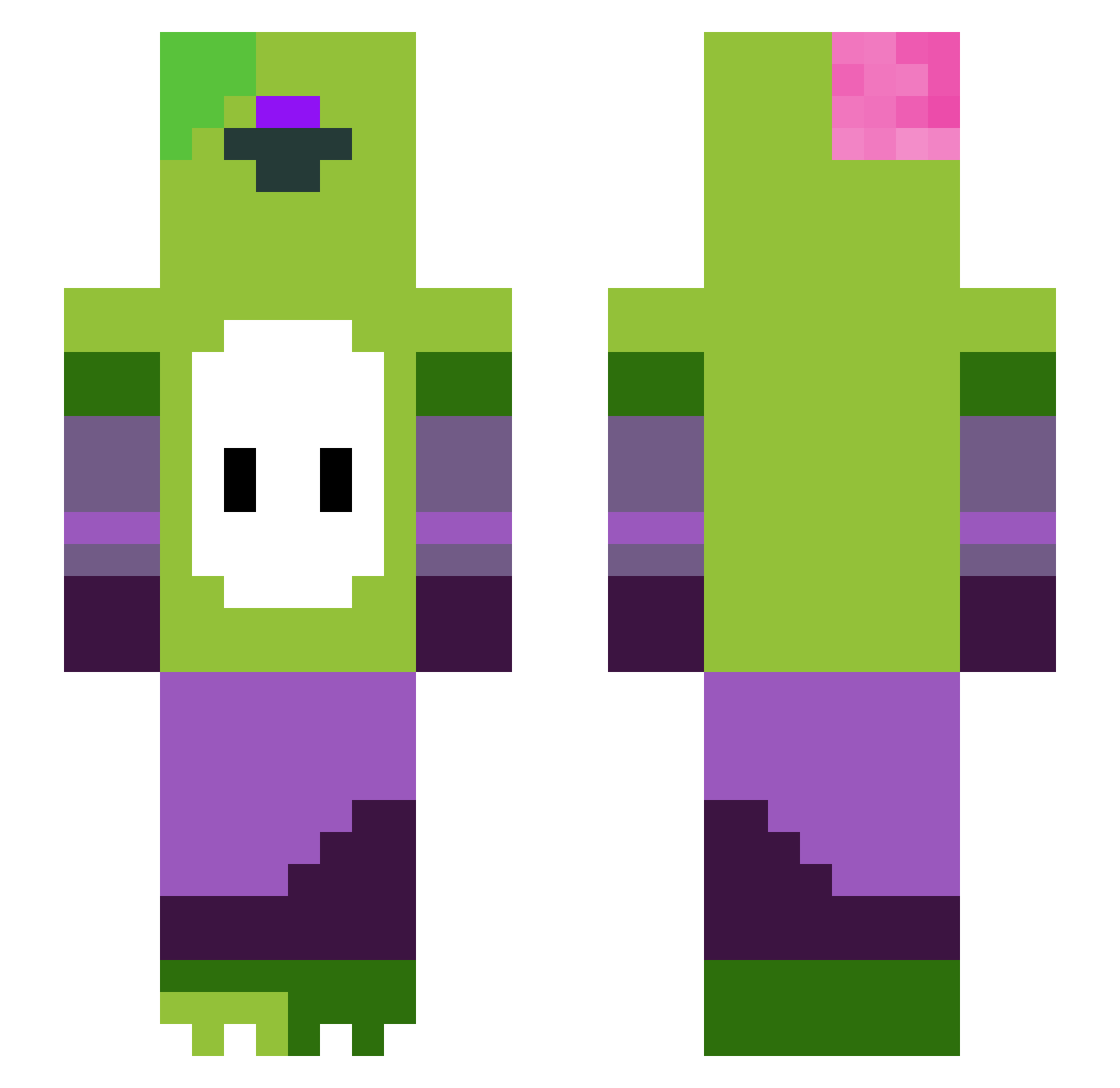 10KH Minecraft skin, front and back view