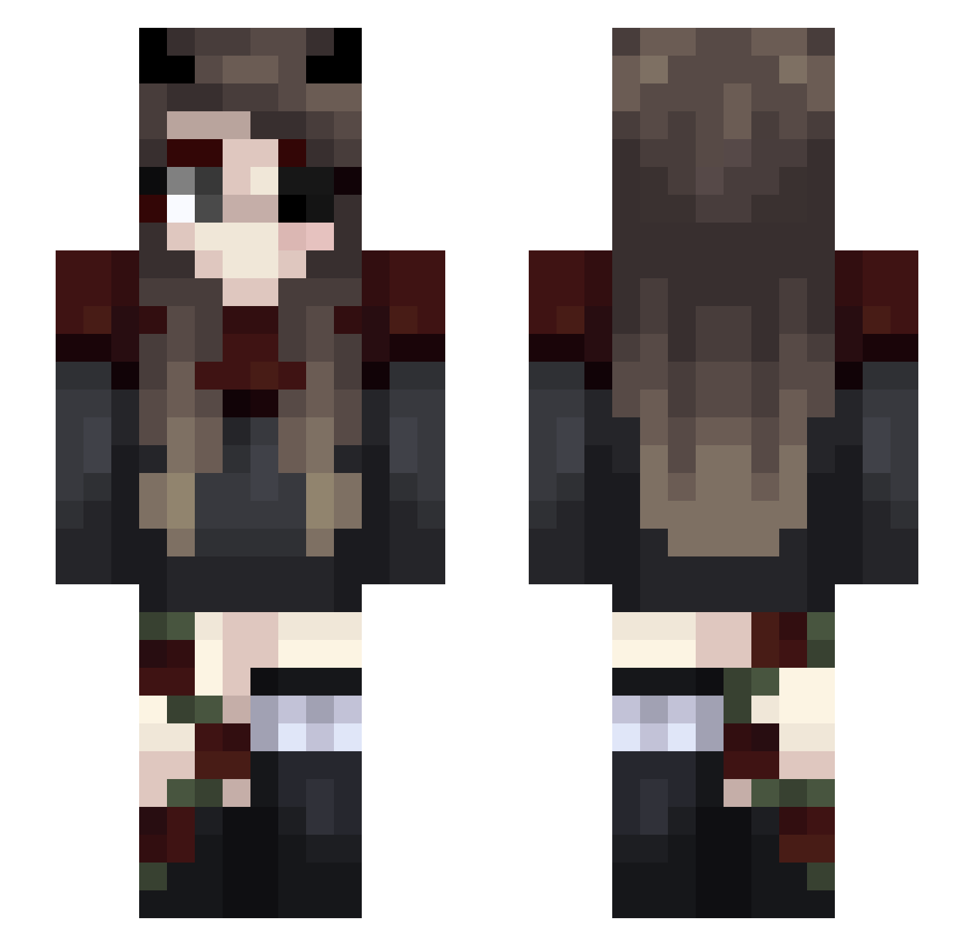 mmollii3 Minecraft skin, front and back view