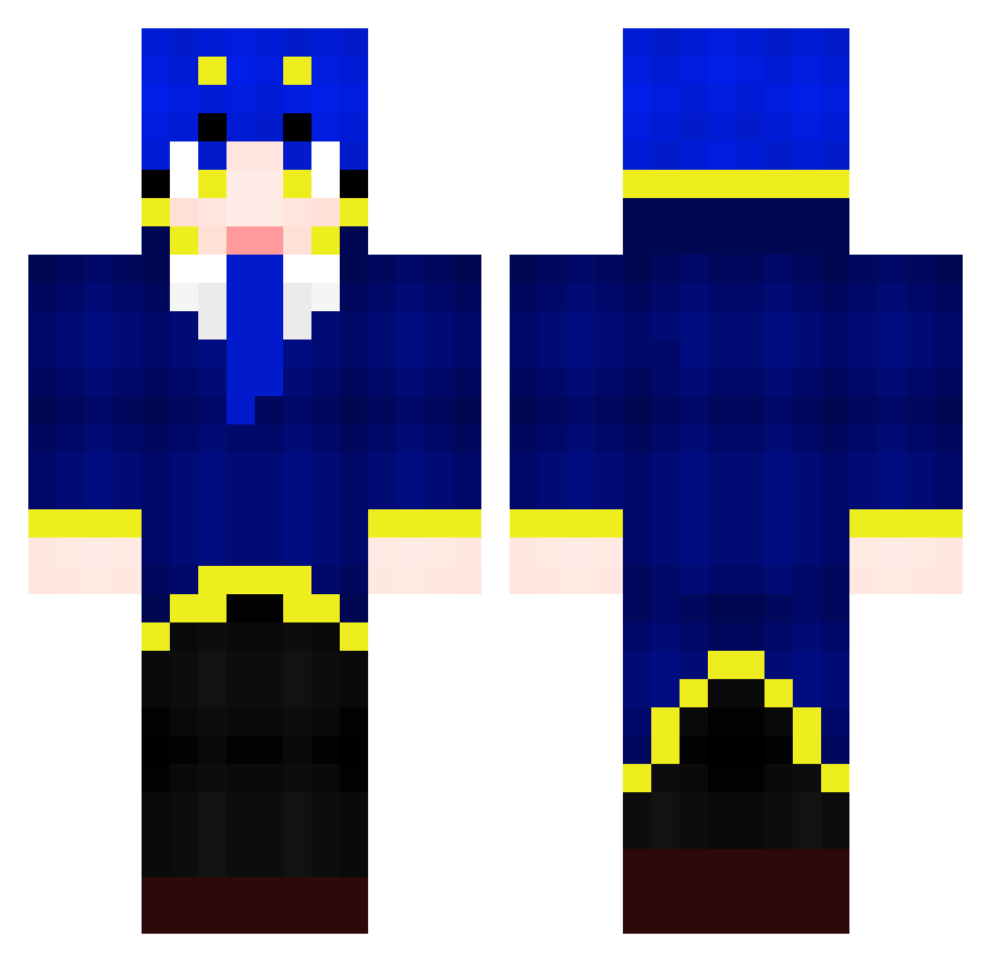 greenovaXD Minecraft skin, front and back view