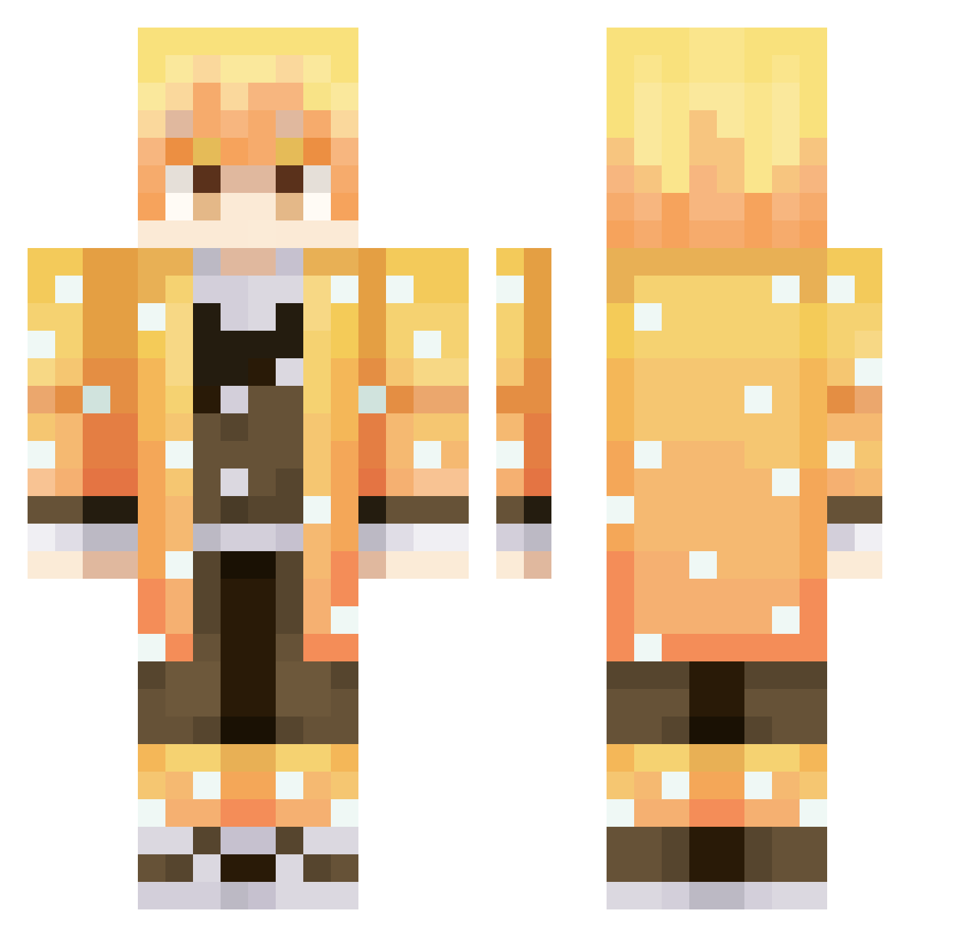 ToastMyGhost Minecraft skin, front and back view