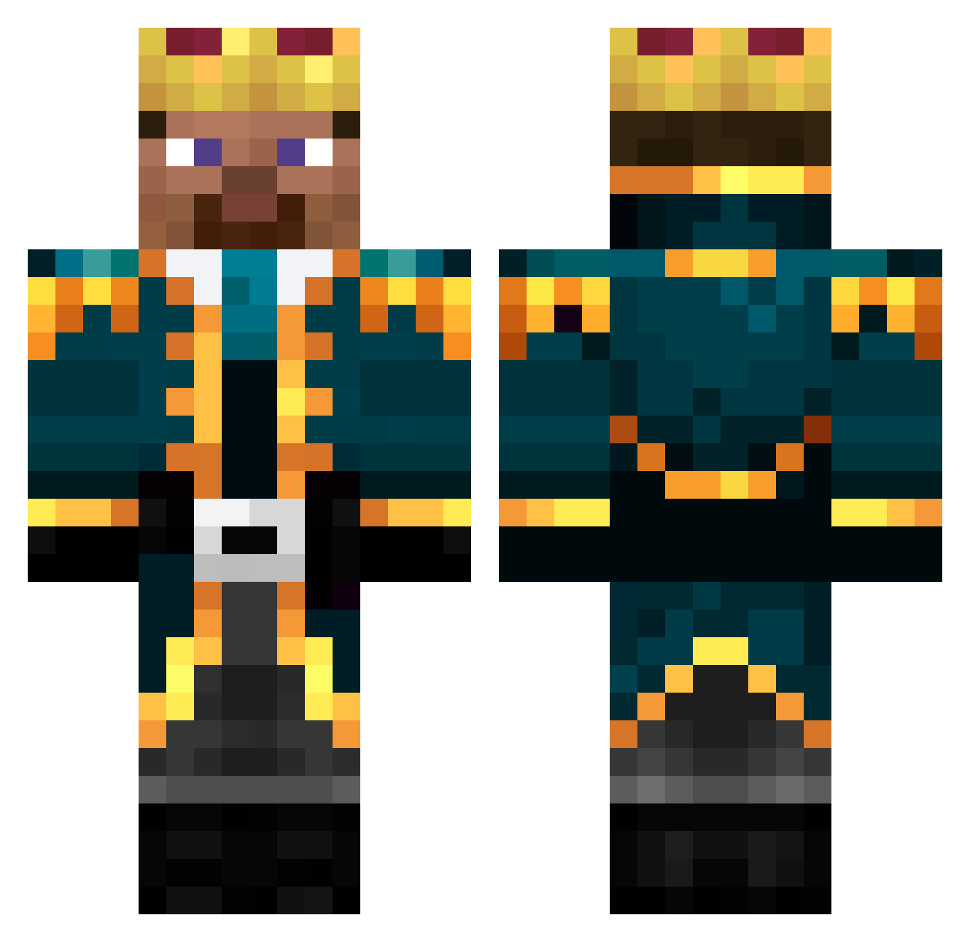 PuglordMC Minecraft skin, front and back view