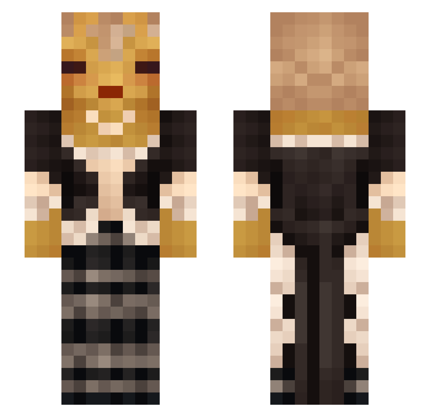 Absinthe Minecraft skin, front and back view
