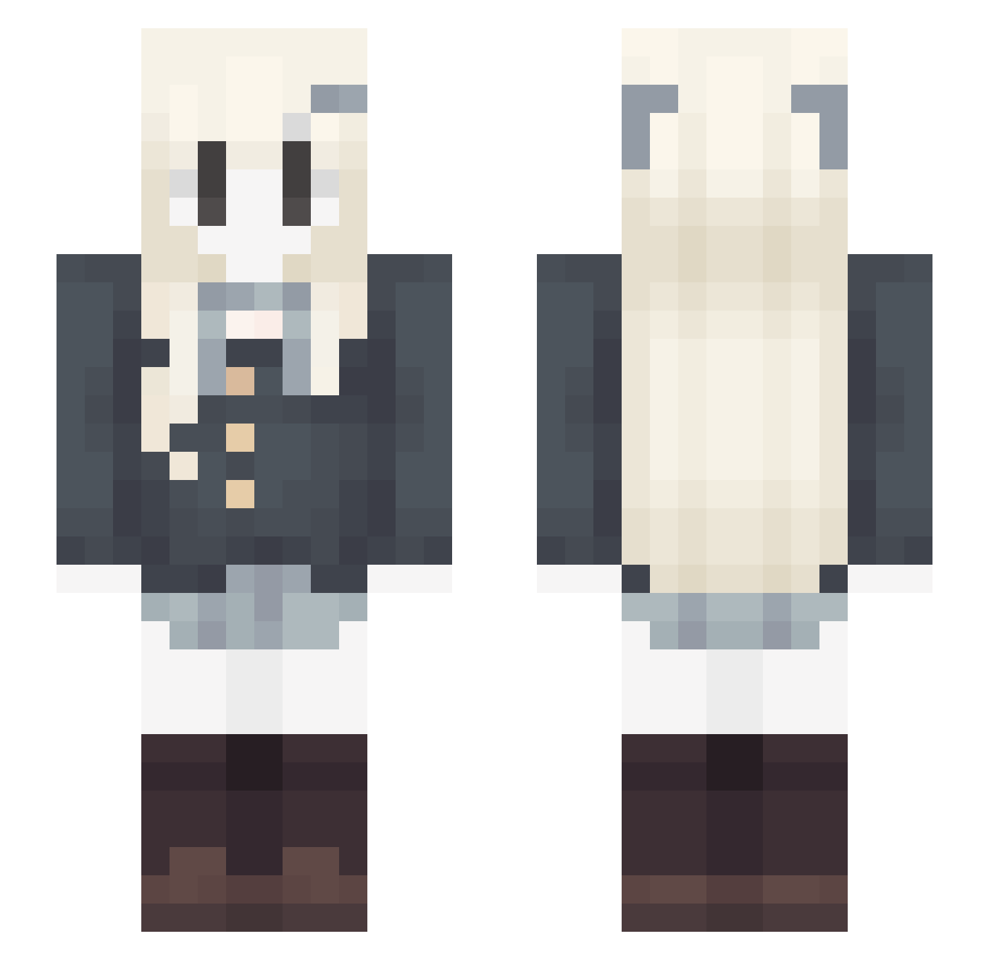 PeachRiot Minecraft skin, front and back view