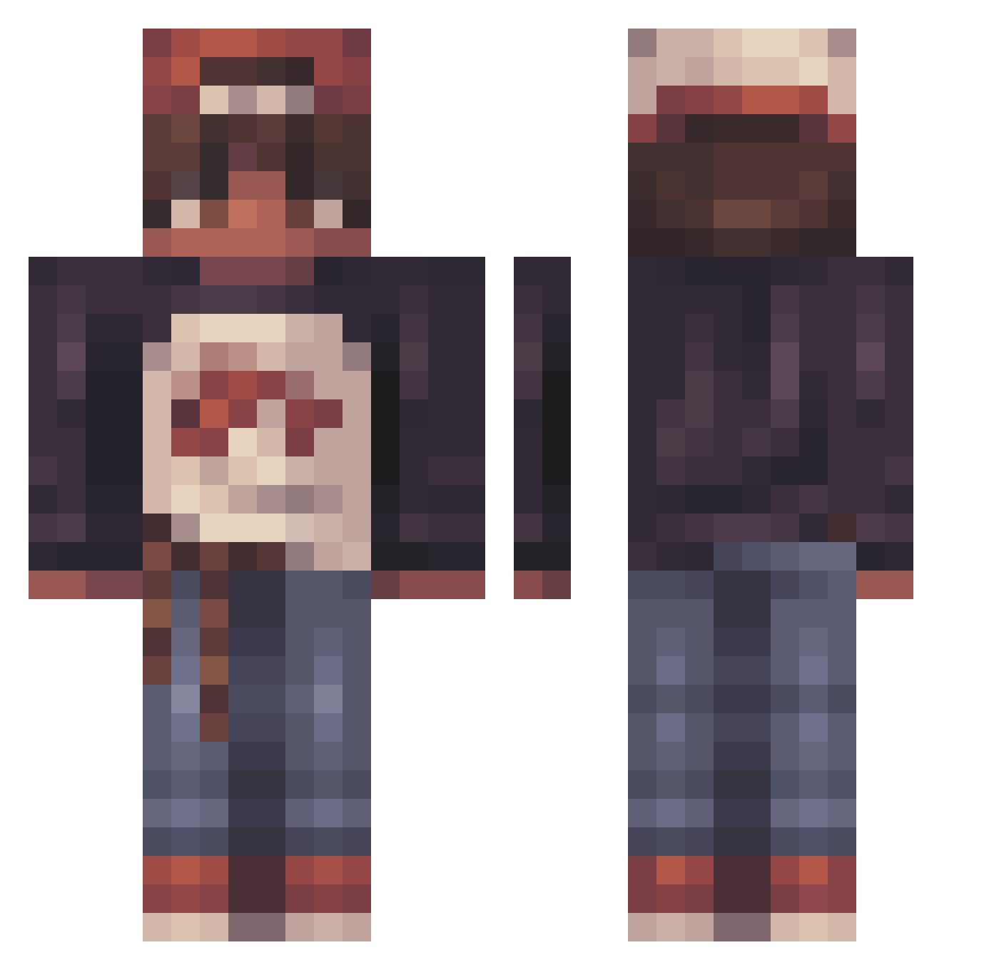 SichiVII Minecraft skin, front and back view