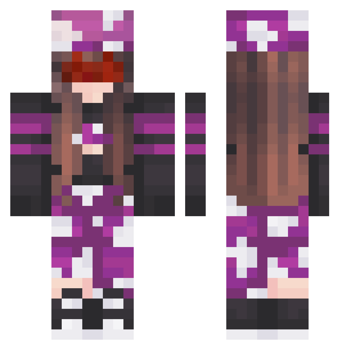 FbCi Minecraft skin, front and back view