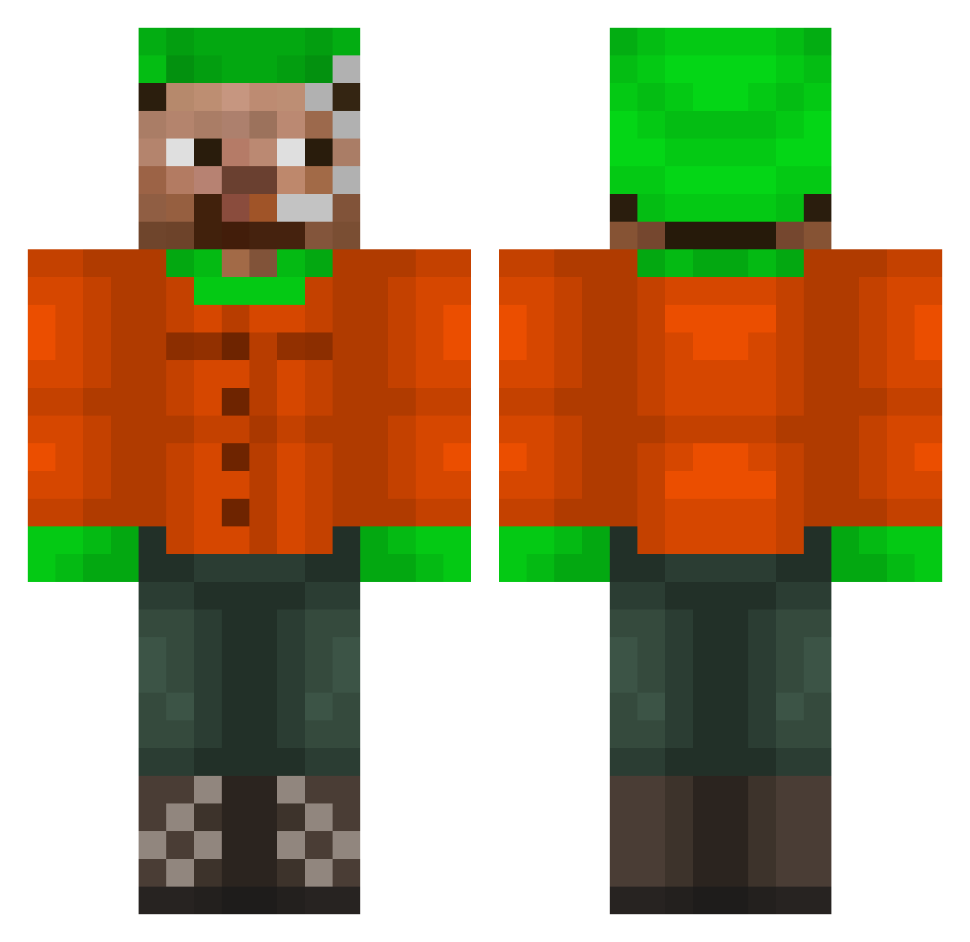 Xschuller Minecraft skin, front and back view