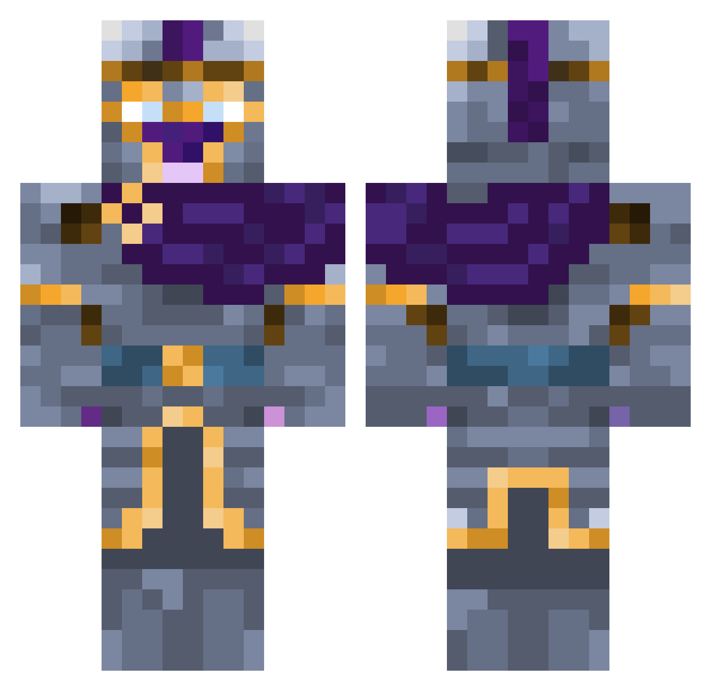 Galaxy_NGC_2841 Minecraft skin, front and back view