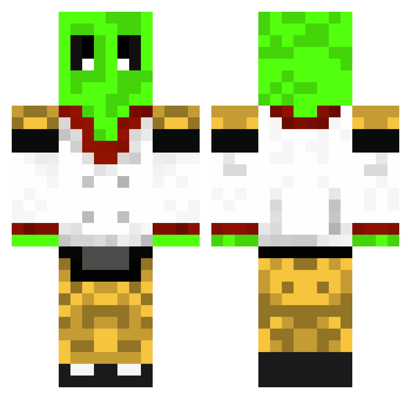 Greenman99 Minecraft skin, front and back view