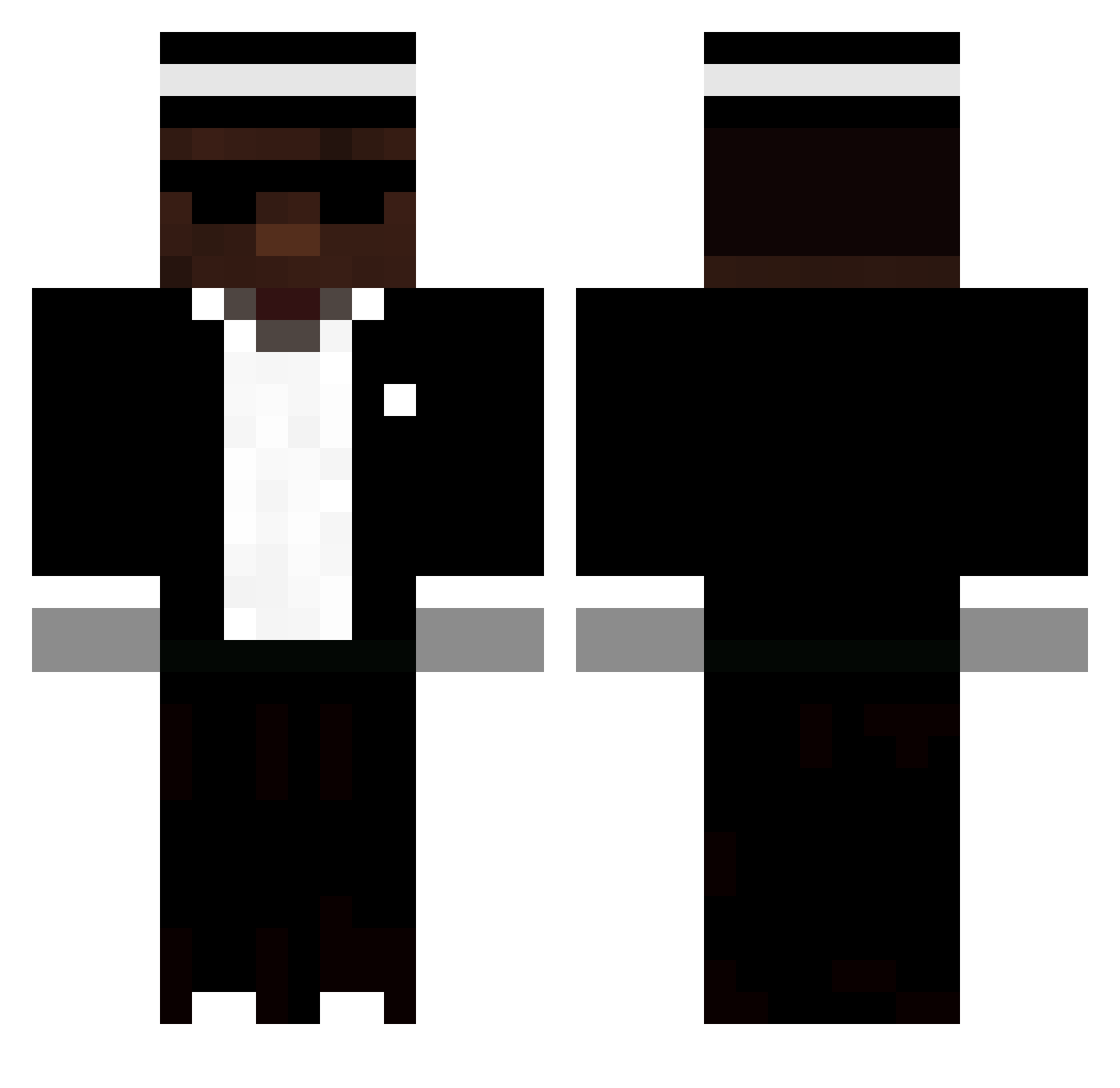 Nilless Minecraft skin, front and back view
