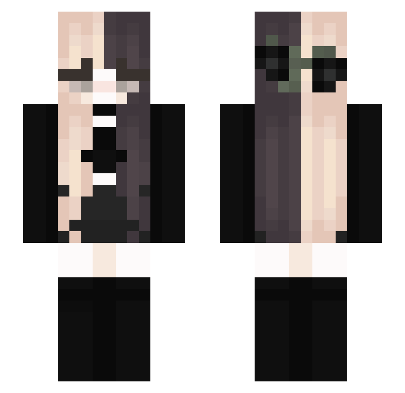 XKMB58 Minecraft skin, front and back view