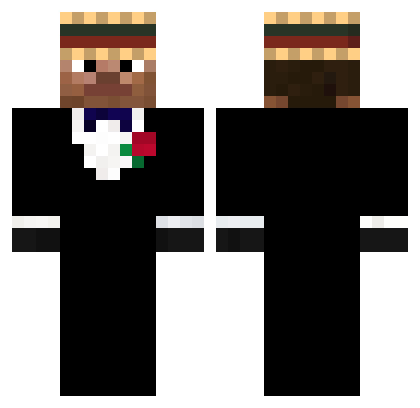 isbin Minecraft skin, front and back view