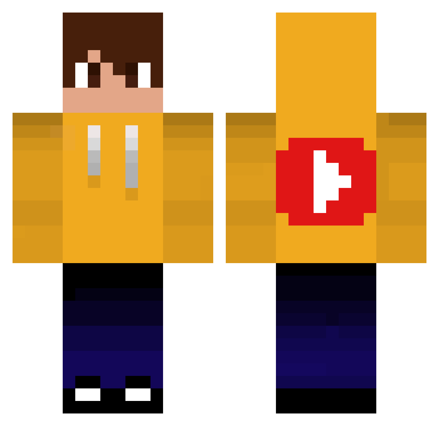 Mawiel Minecraft skin, front and back view