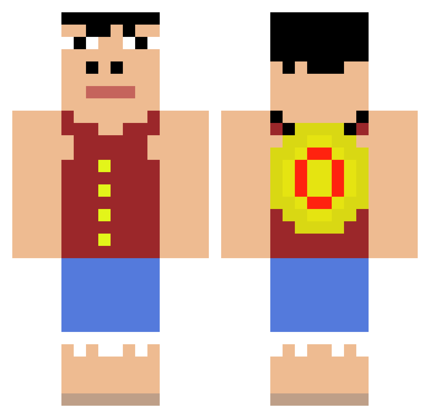 Scrilics Minecraft skin, front and back view