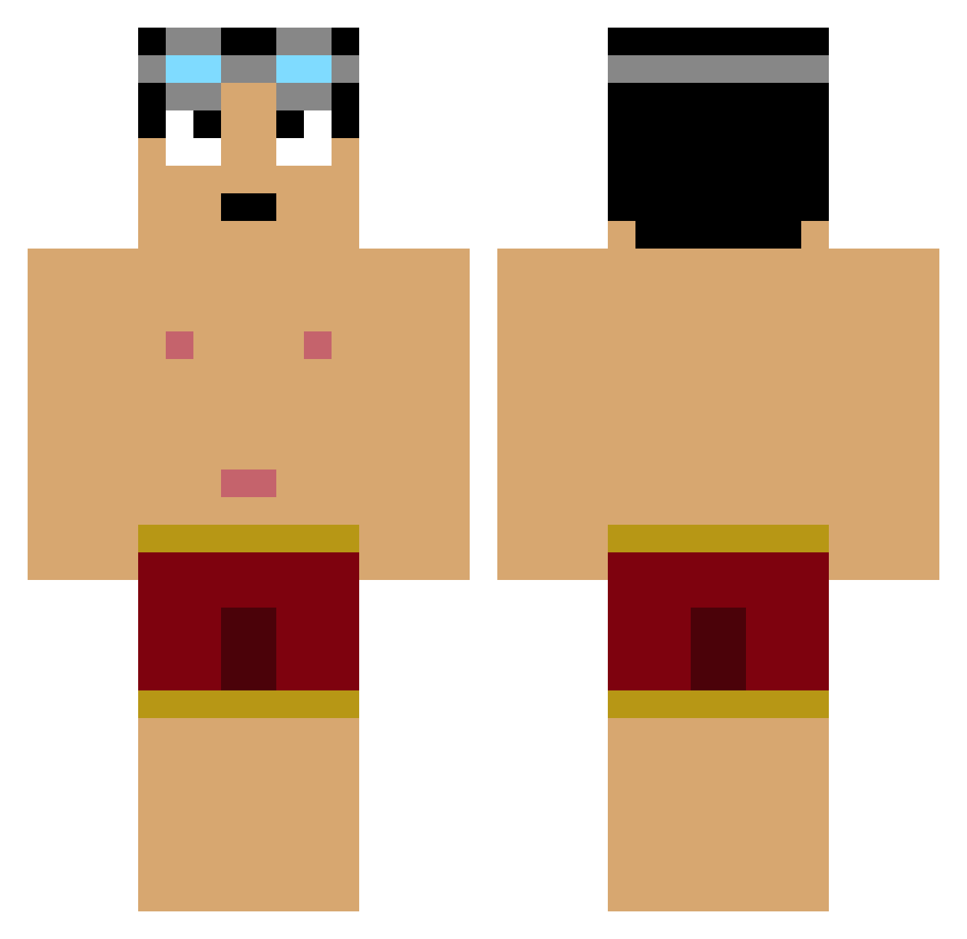 PVPN1K1 Minecraft skin, front and back view