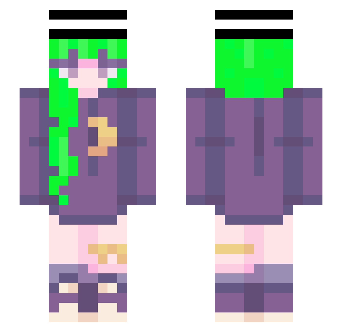 Yunivert Minecraft skin, front and back view