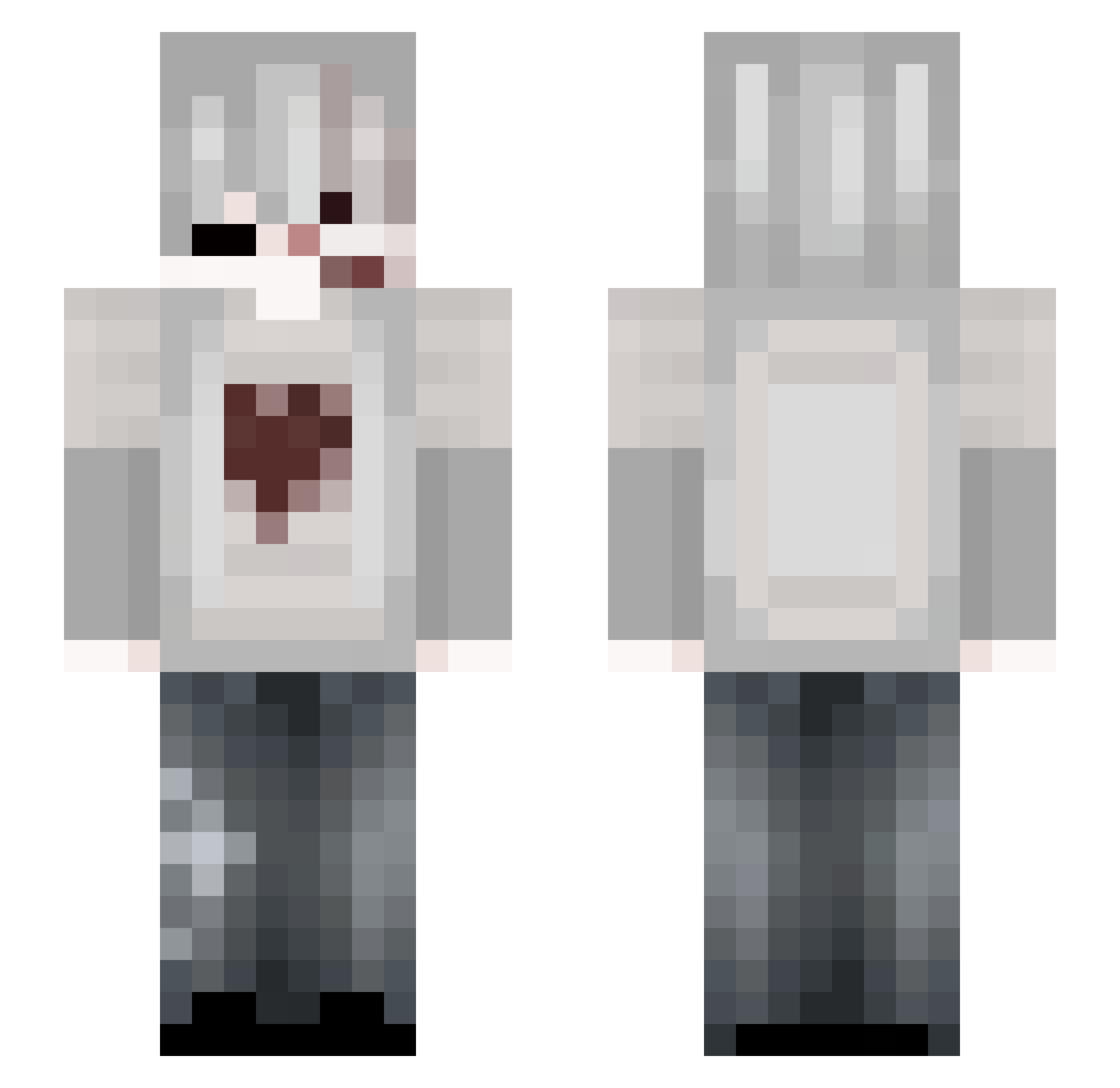 Uniblek Minecraft skin, front and back view