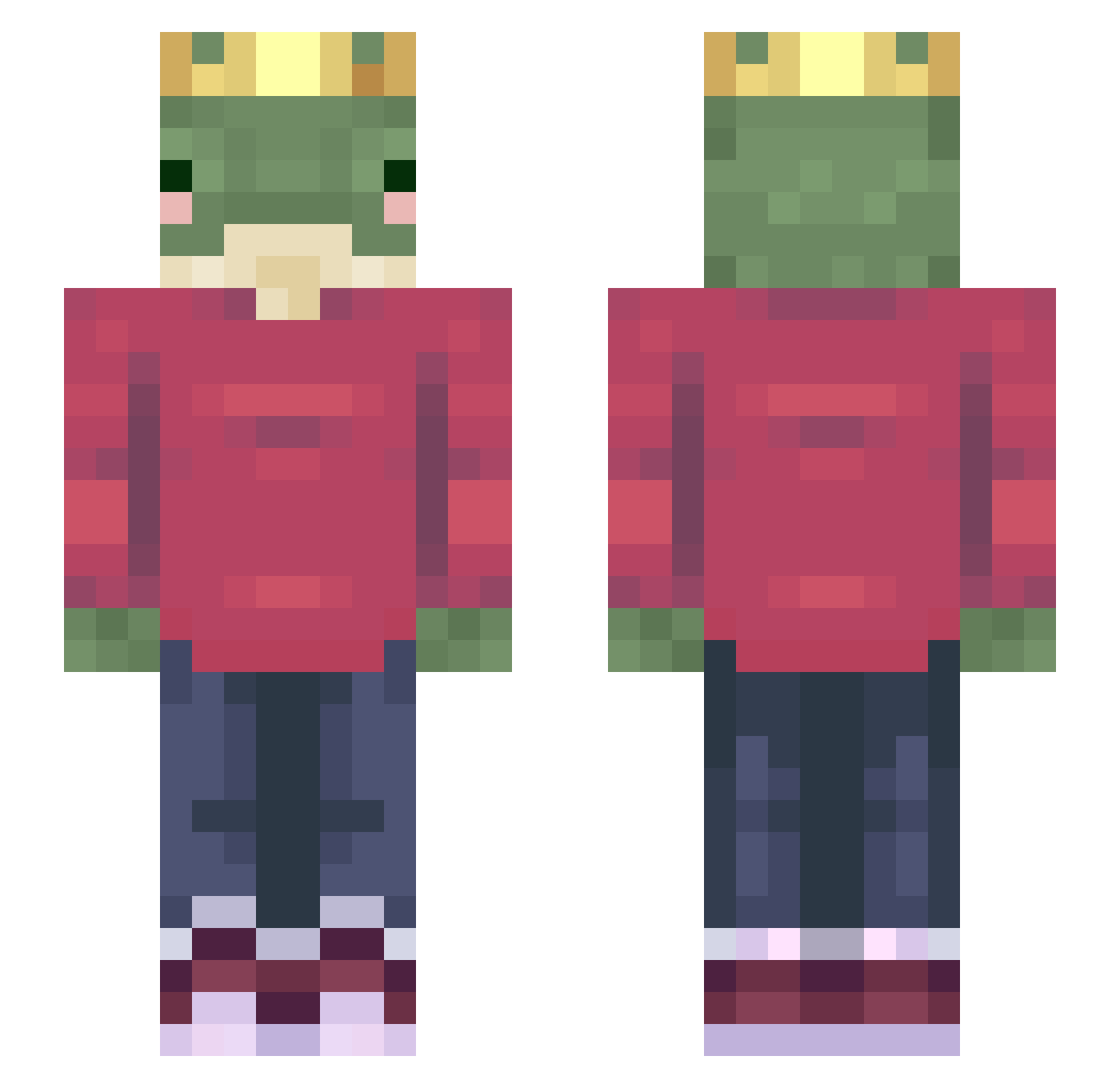 ThatFrogShnubblz Minecraft skin, front and back view