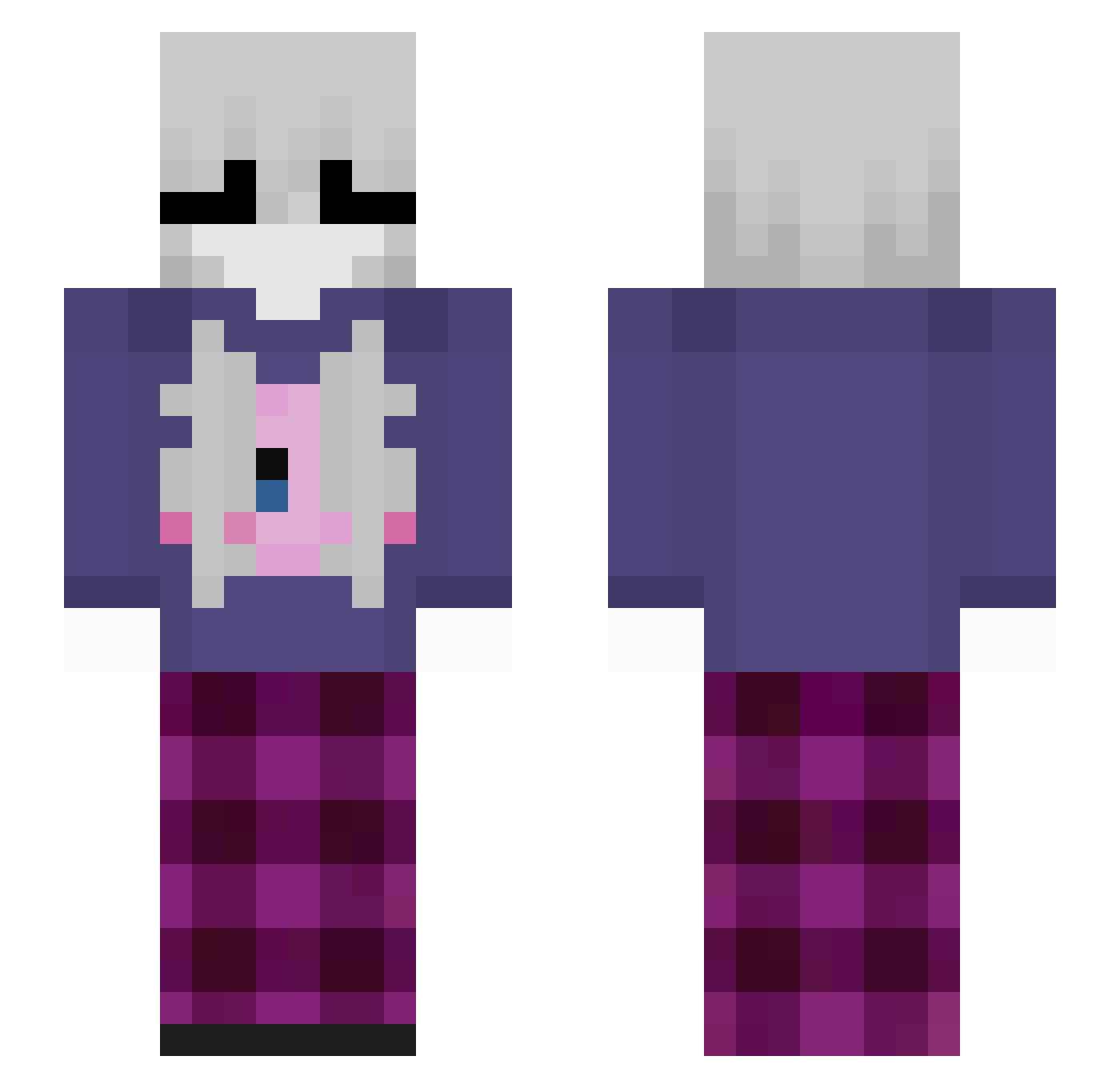 Shqrps Minecraft skin, front and back view