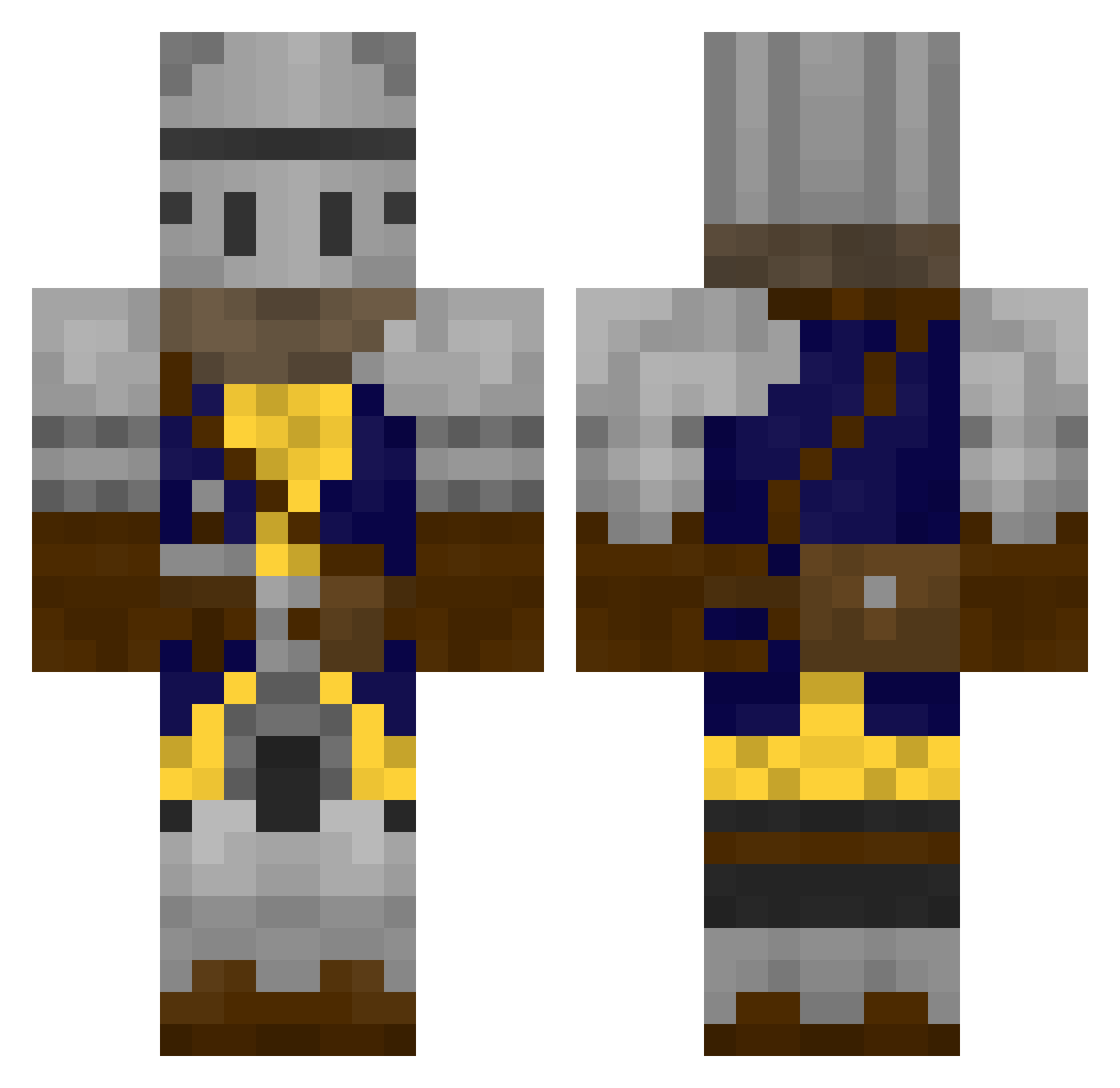 Pedicle Minecraft skin, front and back view