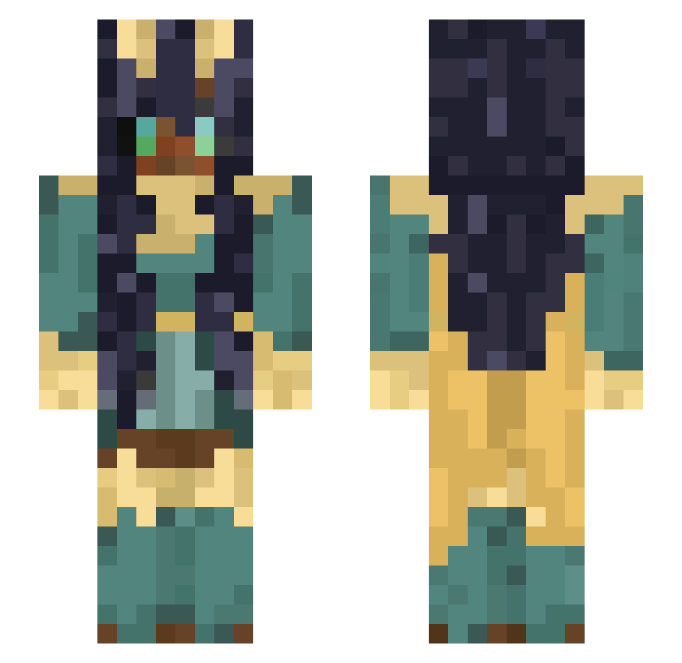 Sm3lly_M3lly Minecraft skin, front and back view