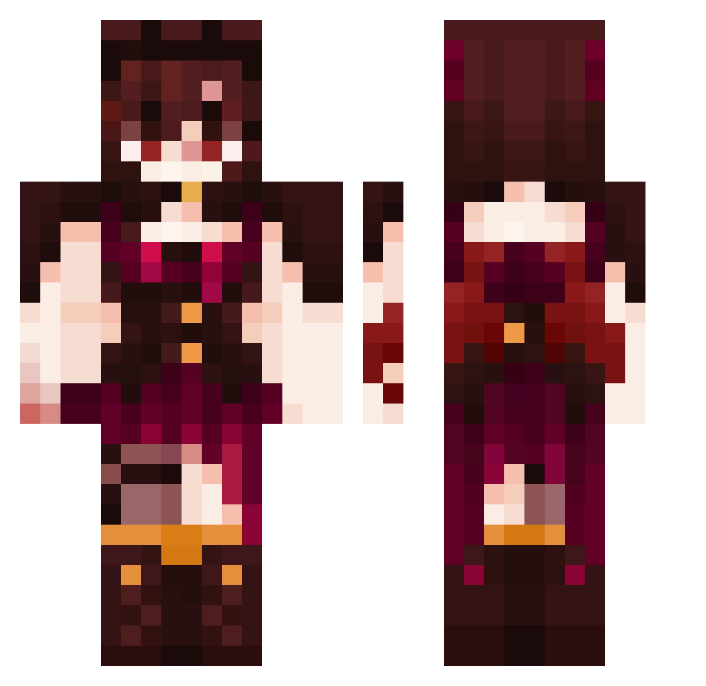 Shokurei Minecraft skin, front and back view